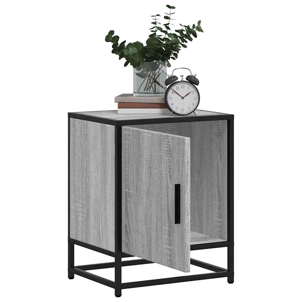Comodini 2pz Grigio Sonoma 40x31x50cm Legno Multistrato Metallo
