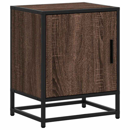 Comodino Rovere Marrone 40x31x50 cm Legno Multistrato e Metallo