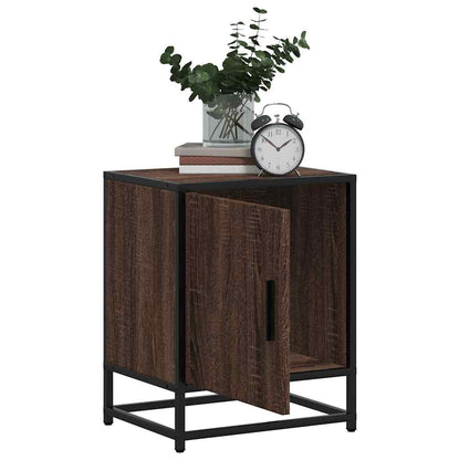Comodino Rovere Marrone 40x31x50 cm Legno Multistrato e Metallo