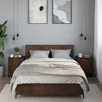 Comodini Rovere Marrone 2 pz Legno Multistrato e Metallo