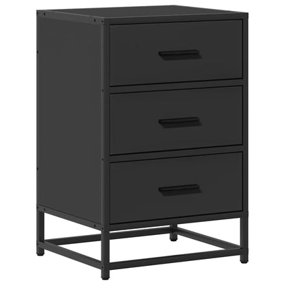 Comodino Nero 40x34,5x60 cm Legno Multistrato e Metallo