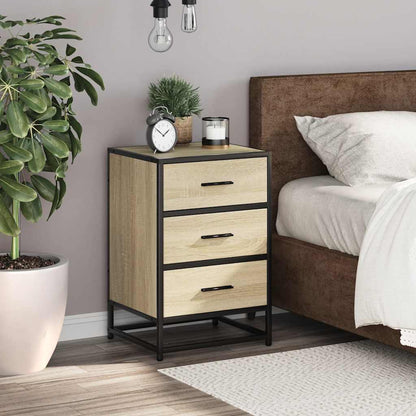 Comodino Rovere Sonoma 40x34,5x60cm Legno Multistrato e Metallo