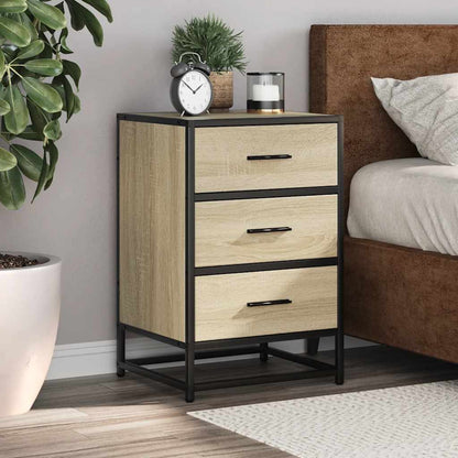 Comodino Rovere Sonoma 40x34,5x60cm Legno Multistrato e Metallo