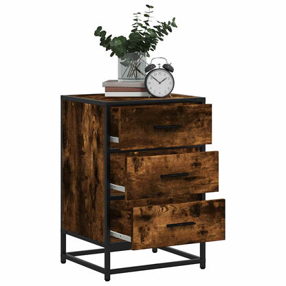 Comodino Rovere Fumo 40x34,5x60 cm Legno Multistrato e Metallo