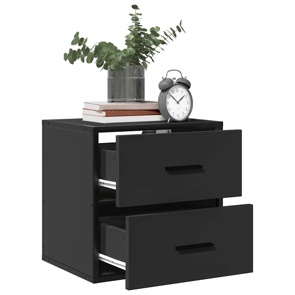 Comodini a Muro 2 pz Nero 40x31x39,5 cm
