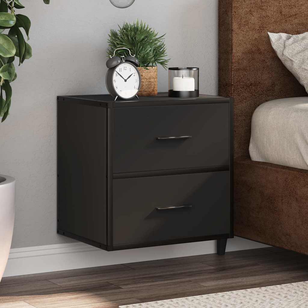 Comodini a Muro 2 pz Nero 40x31x39,5 cm