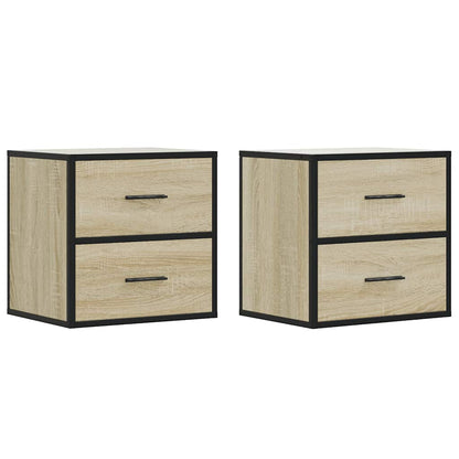 Comodini a Muro 2 pz Rovere Sonoma 40x31x39,5 cm