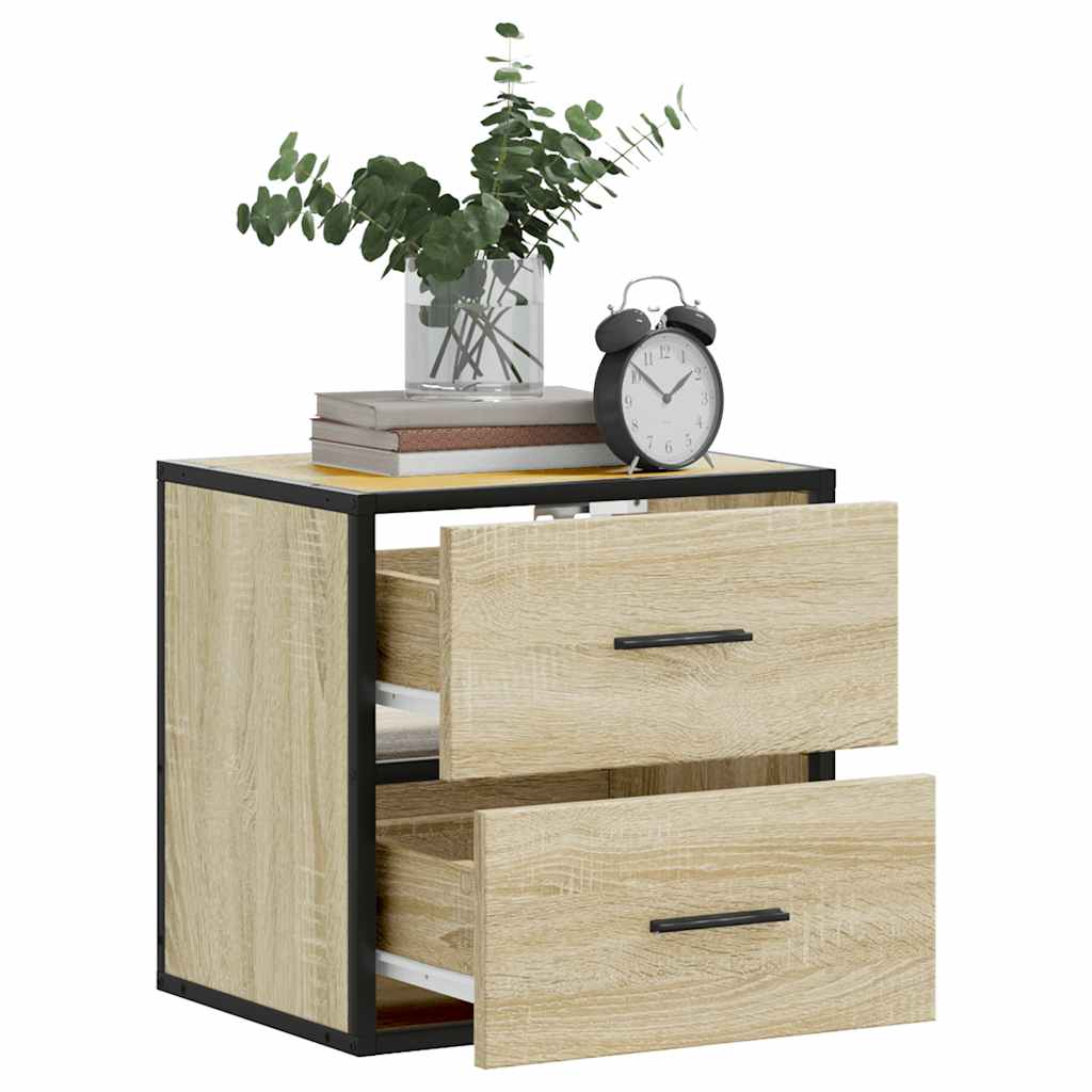 Comodini a Muro 2 pz Rovere Sonoma 40x31x39,5 cm