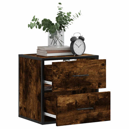 Comodini a Muro 2 pz Rovere Fumo 40x31x39,5 cm