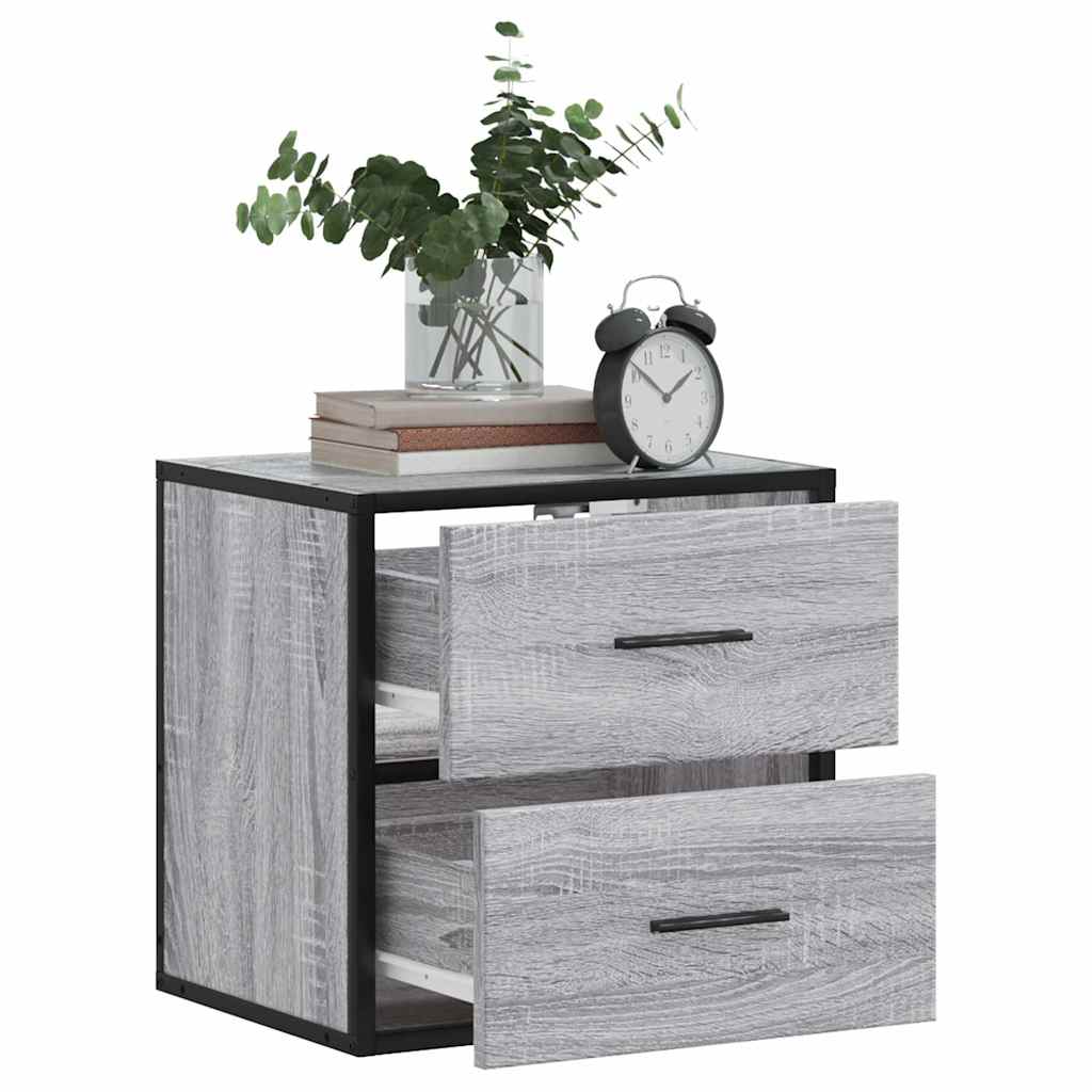 Comodino a Muro Grigio Sonoma 40x31x39,5 cm
