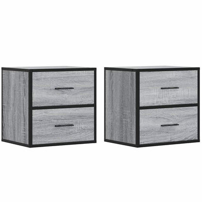 Comodini a Muro 2 pz Grigio Sonoma 40x31x39,5 cm