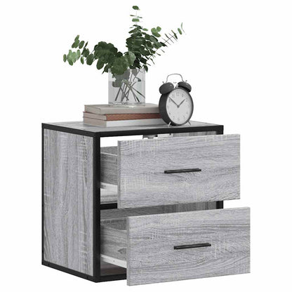 Comodini a Muro 2 pz Grigio Sonoma 40x31x39,5 cm
