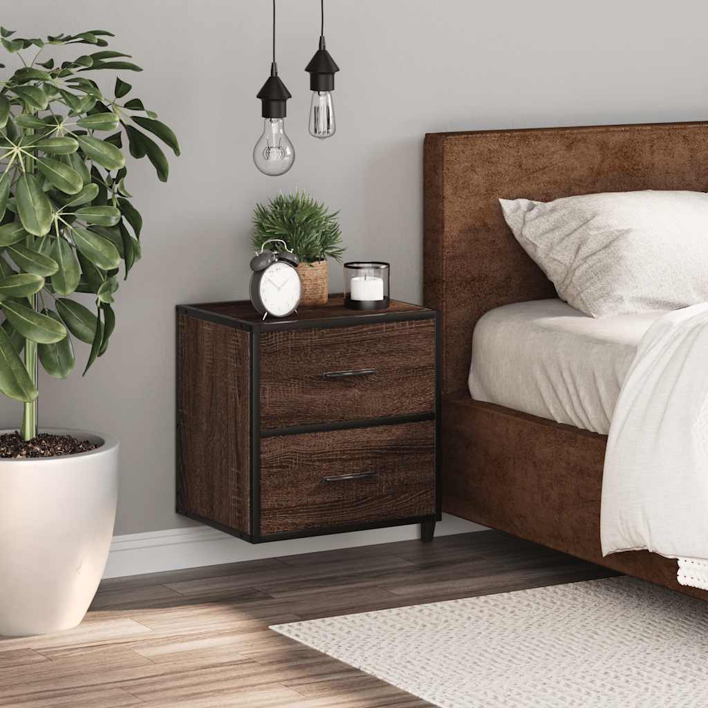 Comodino a Muro Rovere Marrone 40x31x39,5 cm