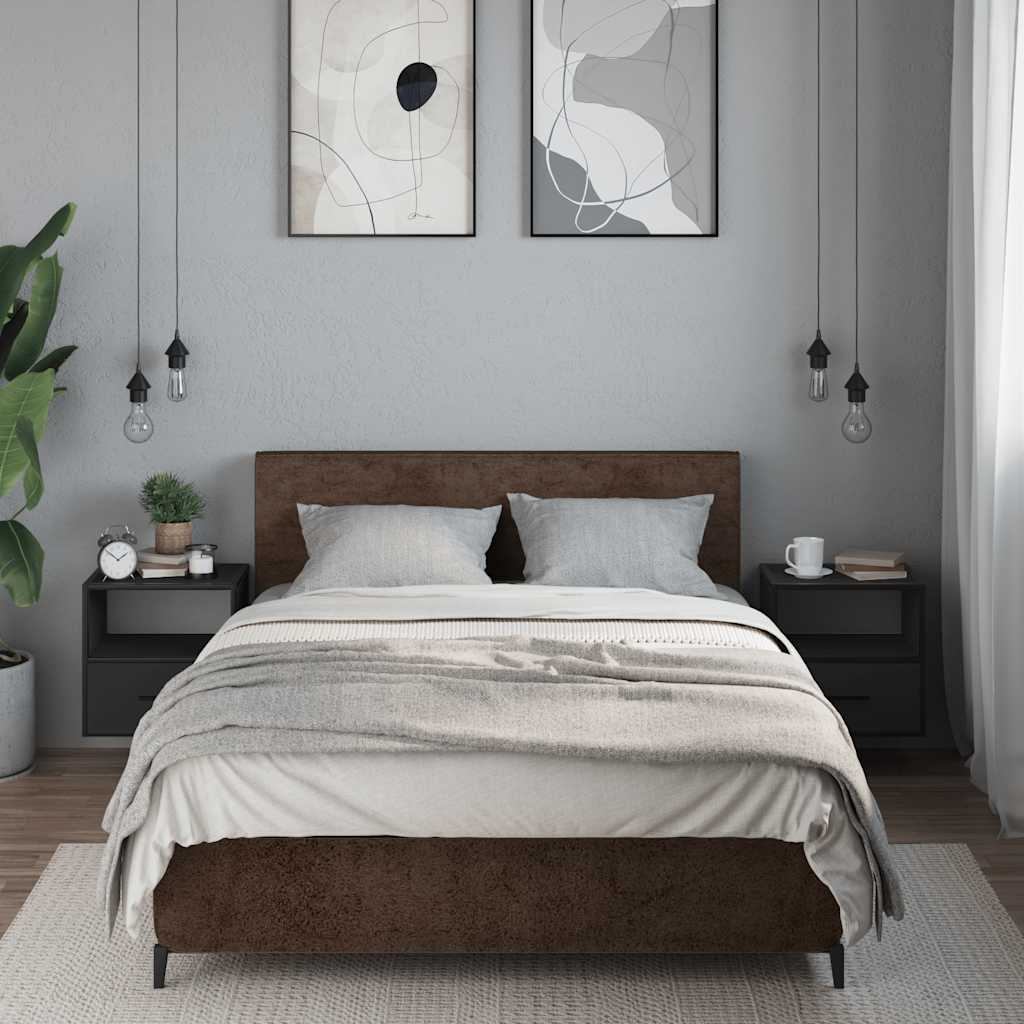 Comodini a Muro 2 pz Nero 40x31x39,5 cm