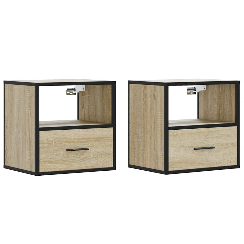 Comodini a Muro 2 pz Rovere Sonoma 40x31x39,5 cm