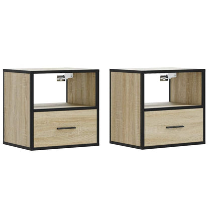 Comodini a Muro 2 pz Rovere Sonoma 40x31x39,5 cm