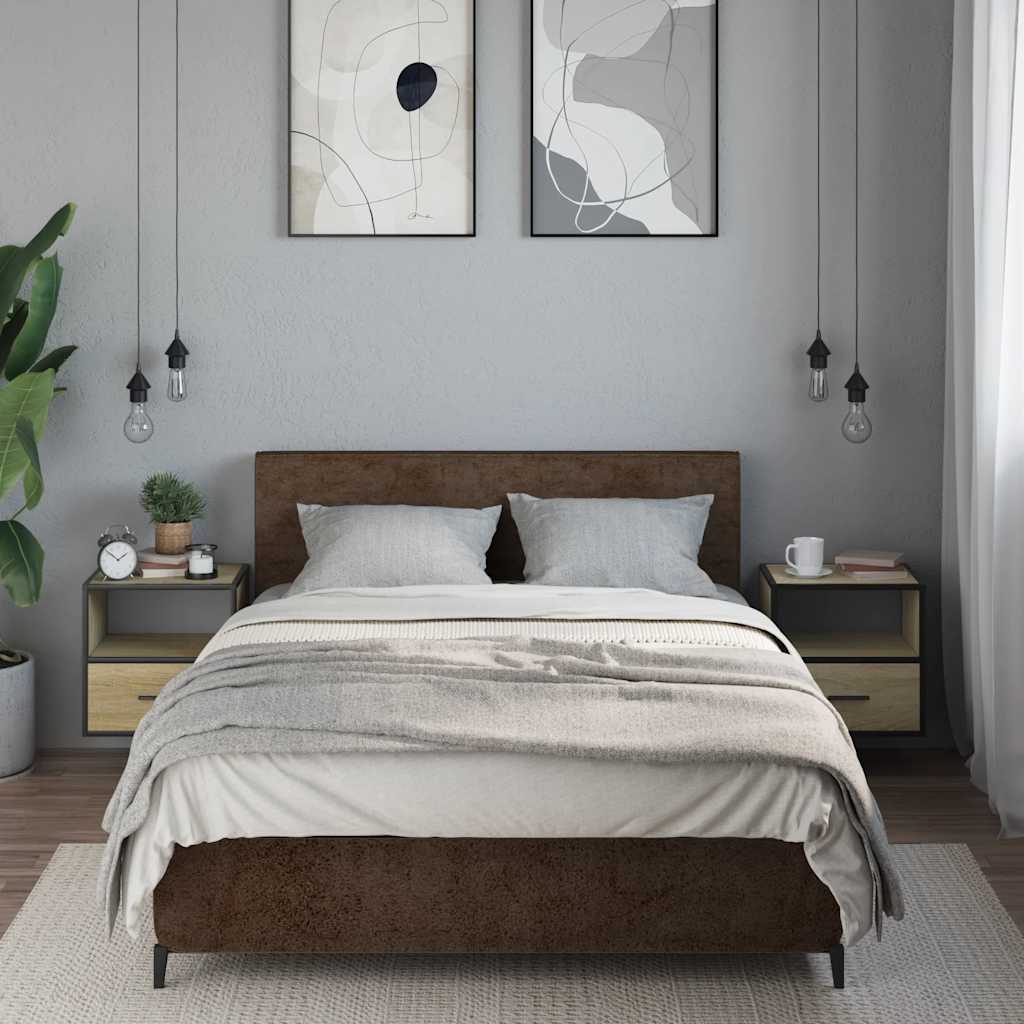 Comodini a Muro 2 pz Rovere Sonoma 40x31x39,5 cm