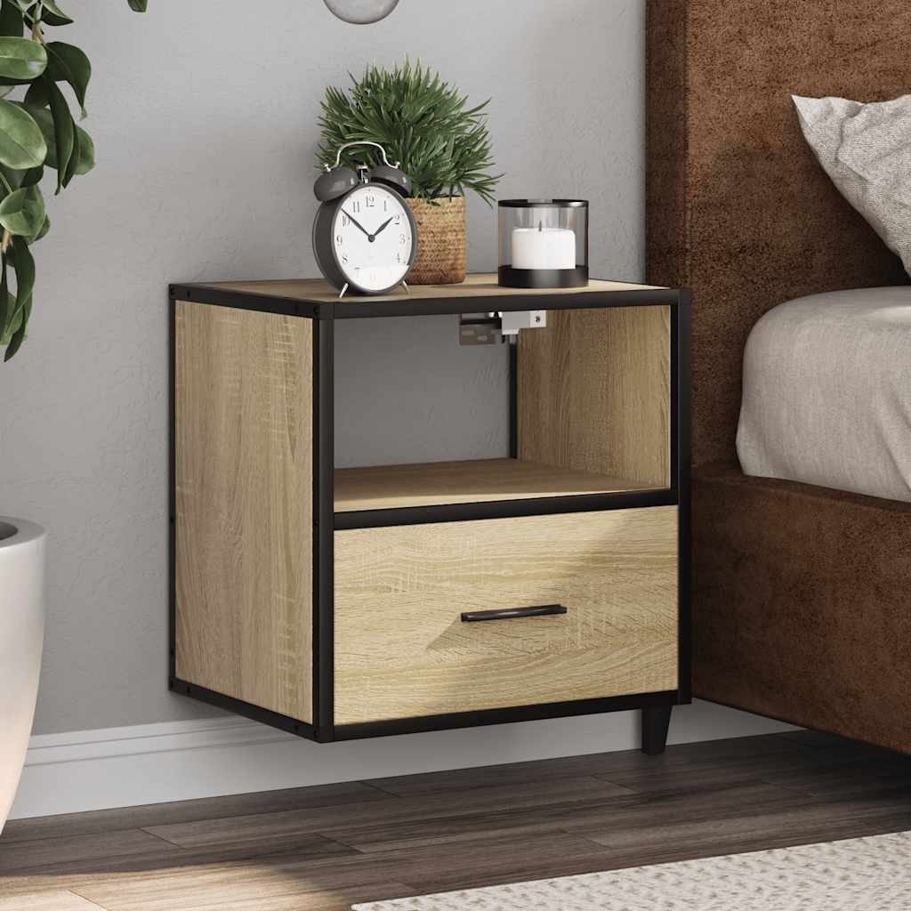 Comodini a Muro 2 pz Rovere Sonoma 40x31x39,5 cm