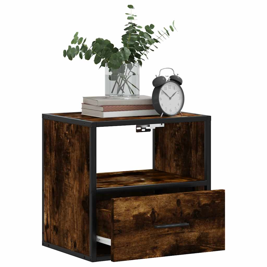 Comodini a Muro 2 pz Rovere Fumo 40x31x39,5 cm
