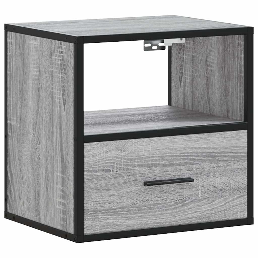 Comodino a Muro Grigio Sonoma 40x31x39,5 cm