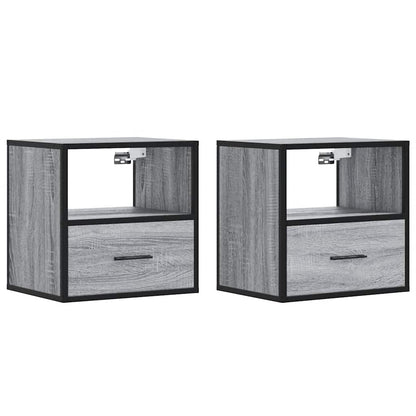 Comodini a Muro 2 pz Grigio Sonoma 40x31x39,5 cm