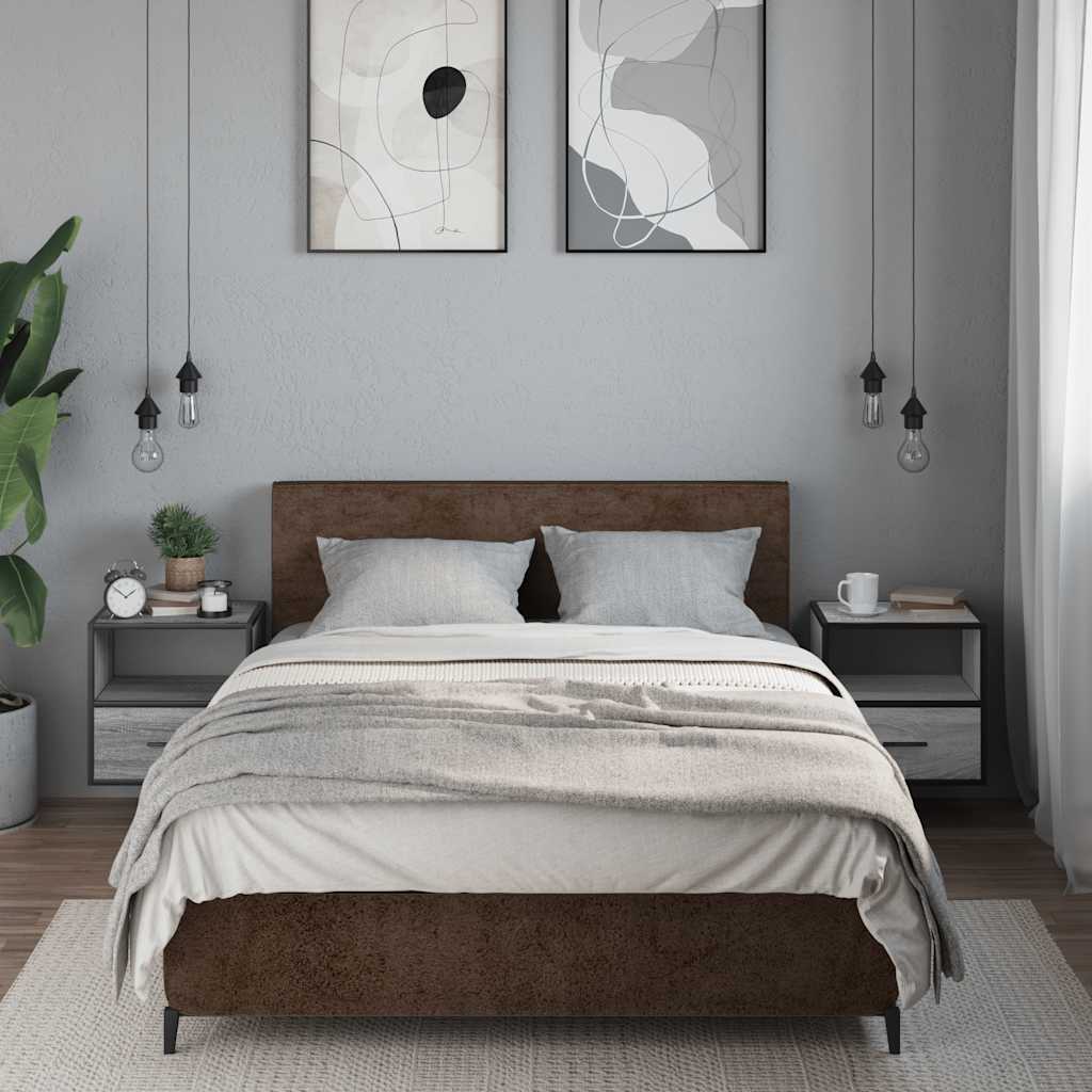 Comodini a Muro 2 pz Grigio Sonoma 40x31x39,5 cm