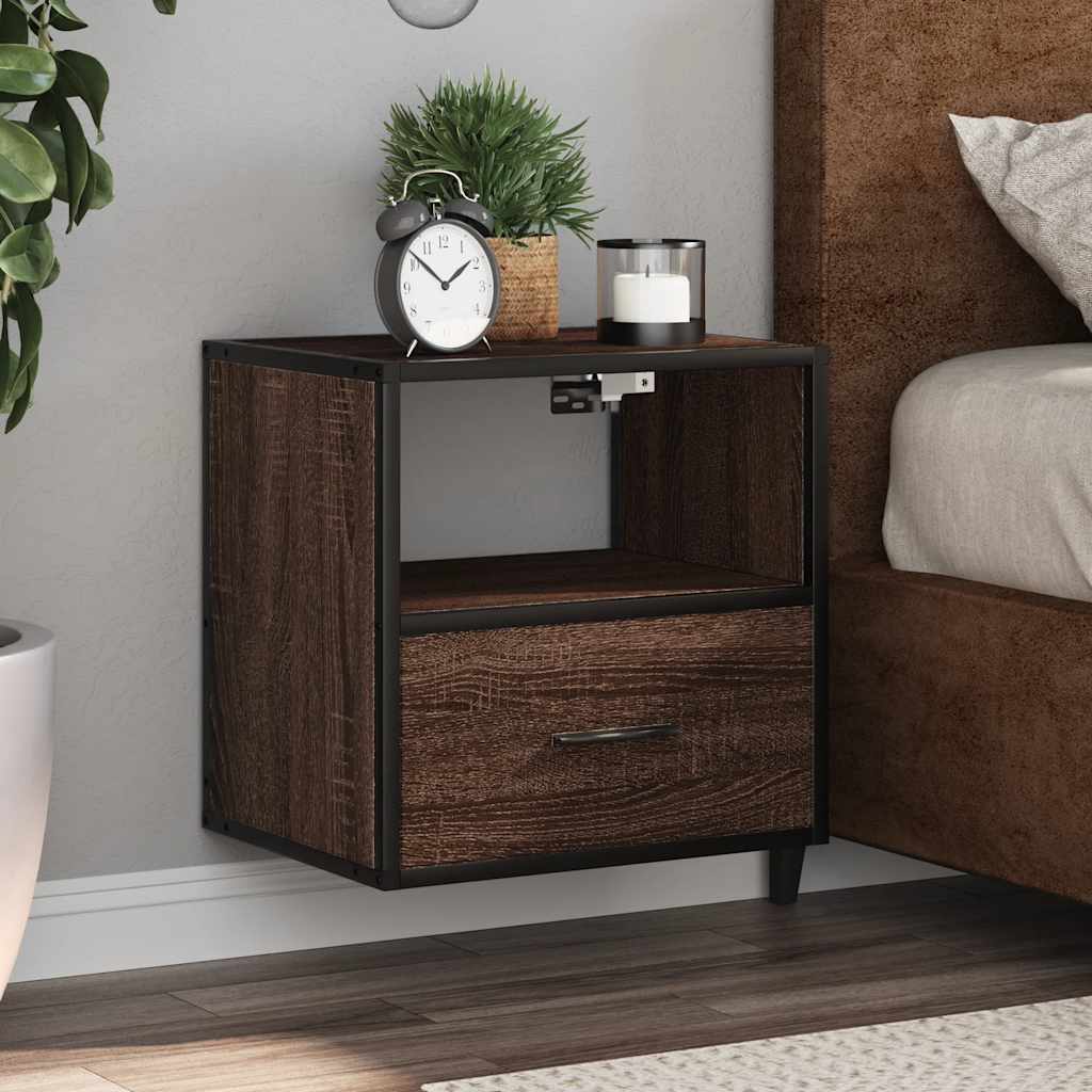 Comodino a Muro Rovere Marrone 40x31x39,5 cm