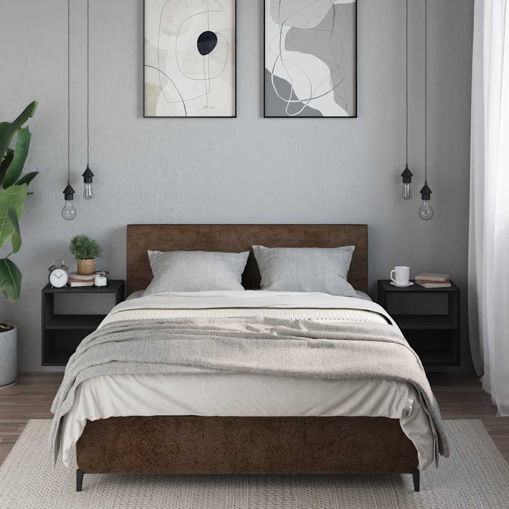 Comodini a Muro 2 pz Nero 40x31x39,5 cm