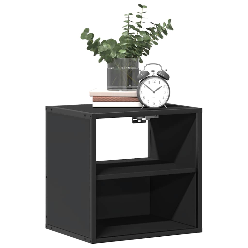 Comodini a Muro 2 pz Nero 40x31x39,5 cm