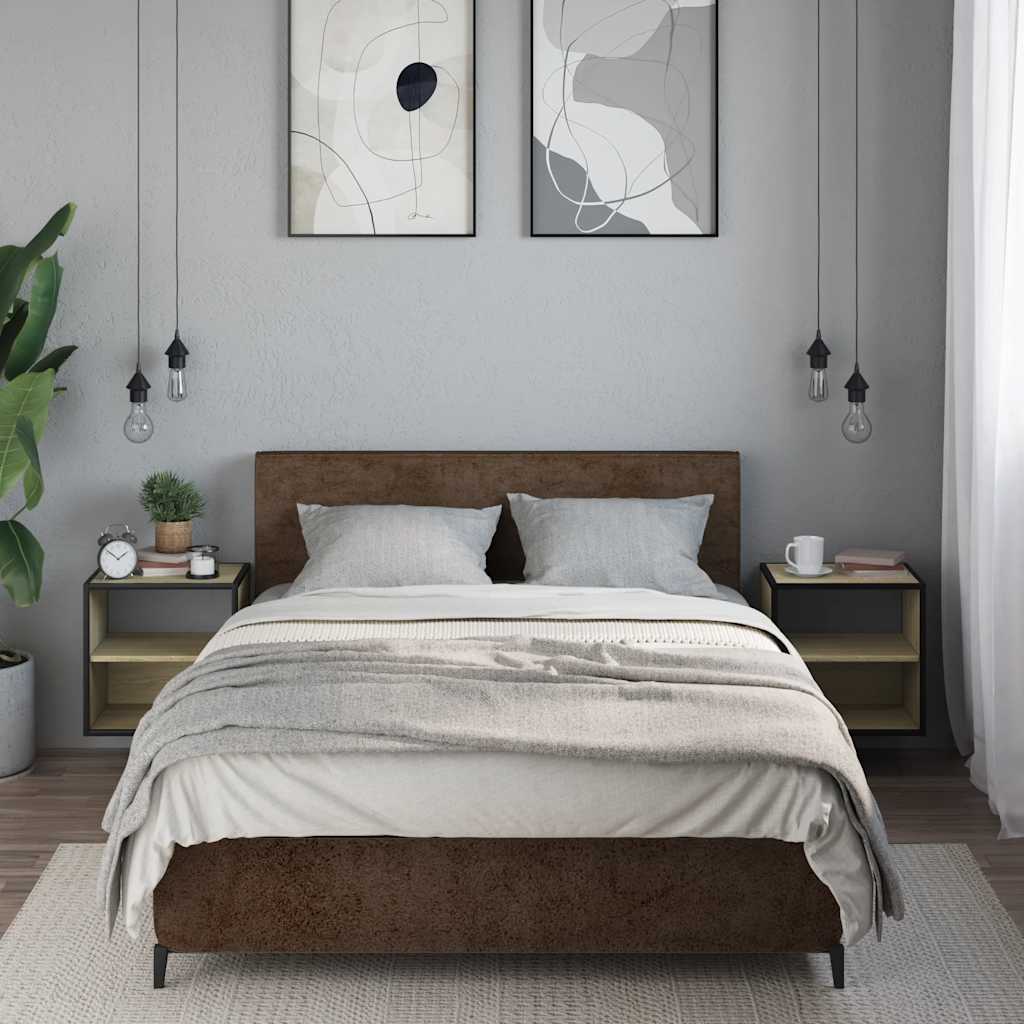 Comodini a Muro 2 pz Rovere Sonoma 40x31x39,5 cm