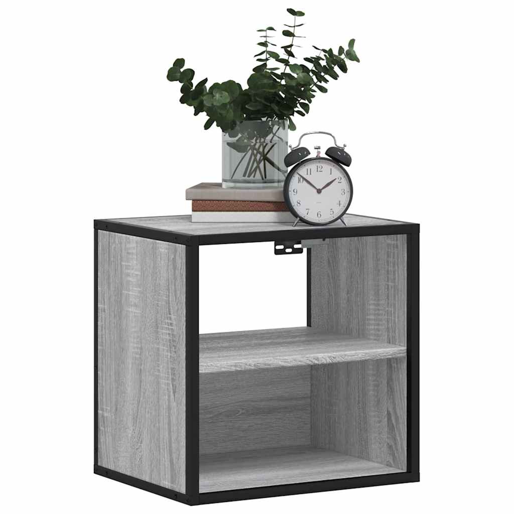 Comodino a Muro Grigio Sonoma 40x31x39,5 cm