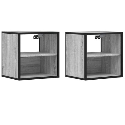 Comodini a Muro 2 pz Grigio Sonoma 40x31x39,5 cm