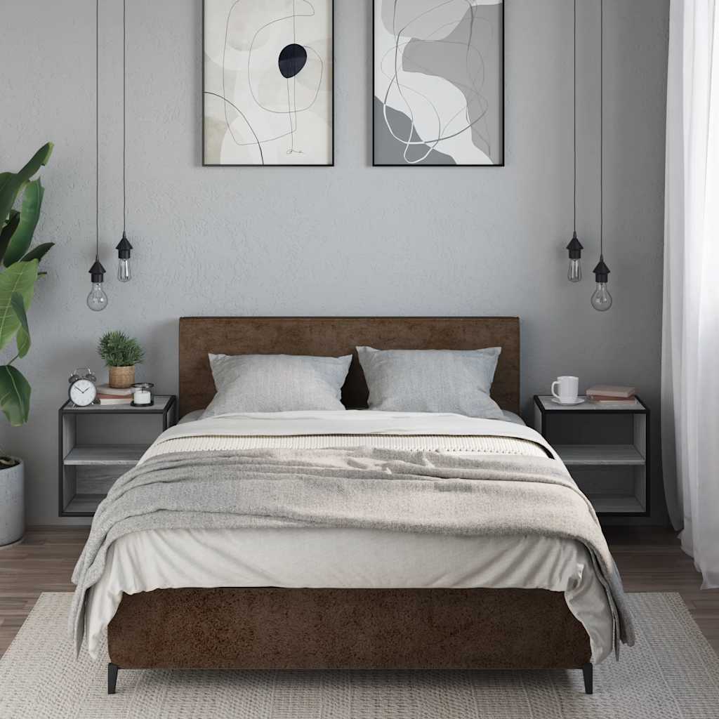 Comodini a Muro 2 pz Grigio Sonoma 40x31x39,5 cm