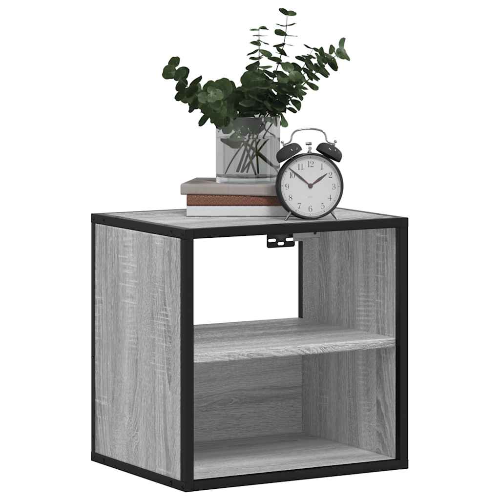 Comodini a Muro 2 pz Grigio Sonoma 40x31x39,5 cm