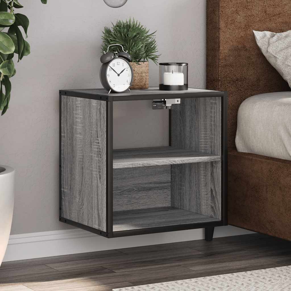 Comodini a Muro 2 pz Grigio Sonoma 40x31x39,5 cm