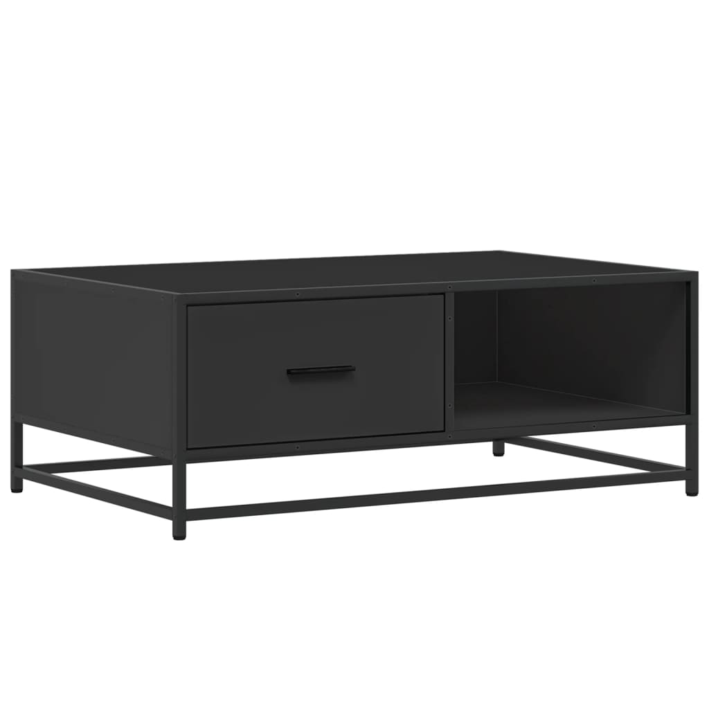Tavolino Salotto Nero 90x57x35 cm in Truciolato e Metallo