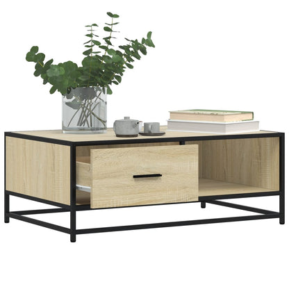 Tavolino Rovere Sonoma 90x57x35 cm Legno Multistrato e Metallo