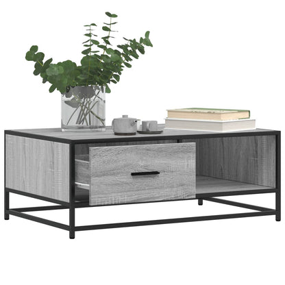 Tavolino Grigio Sonoma 90x57x35 cm Legno Multistrato e Metallo