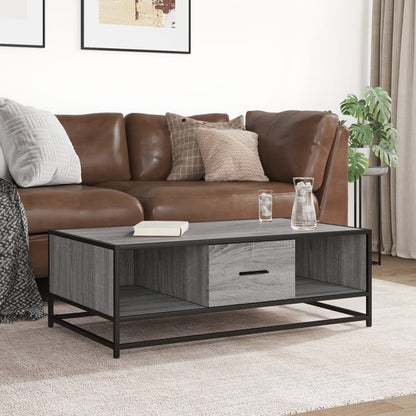 Tavolino Grigio Sonoma 100x57x35 cm Legno Multistrato e Metallo