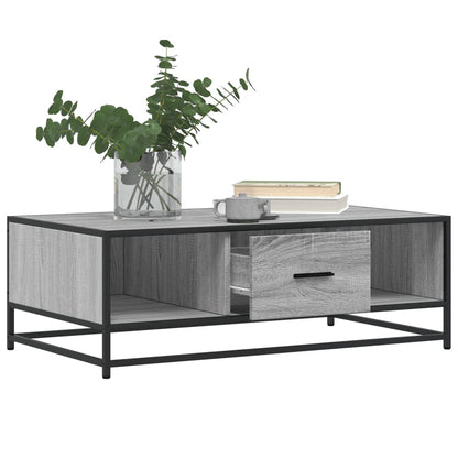 Tavolino Grigio Sonoma 100x57x35 cm Legno Multistrato e Metallo