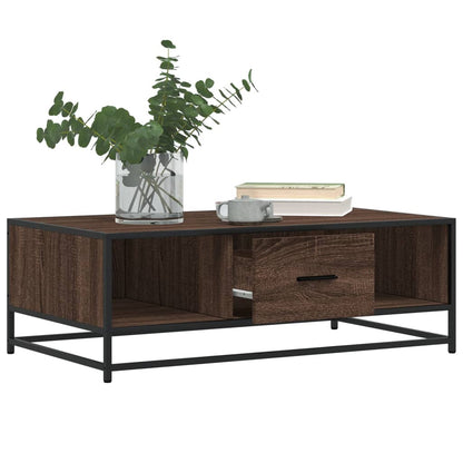 Tavolino Rovere Marrone 100x57x35 cm Legno Multistrato Metallo