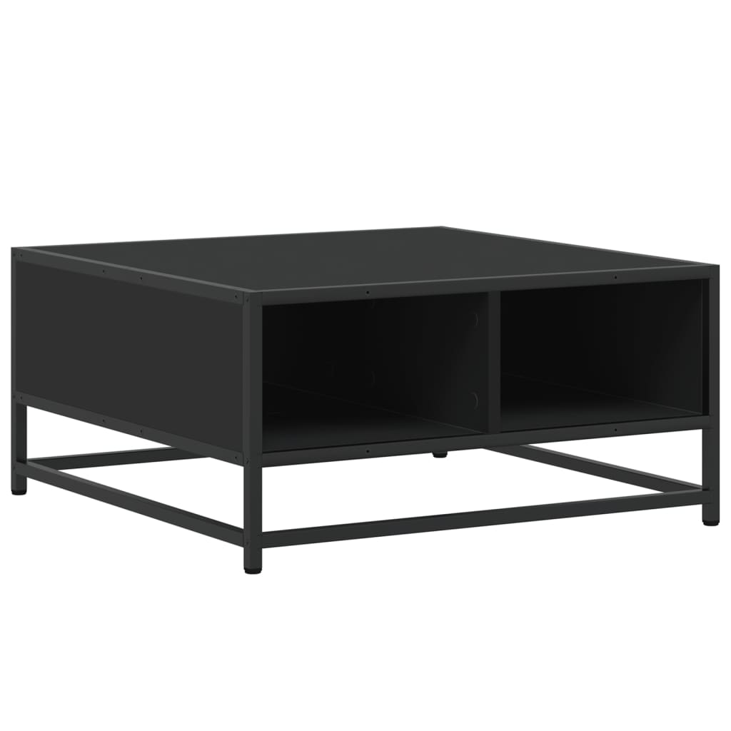 Tavolino da Salotto Nero 60,5x60,5x30cm Truciolato e Metallo