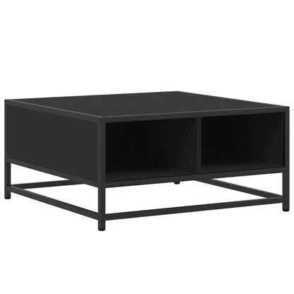 Tavolino da Salotto Nero 60,5x60,5x30cm Truciolato e Metallo