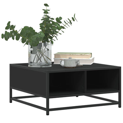 Tavolino da Salotto Nero 60,5x60,5x30cm Truciolato e Metallo