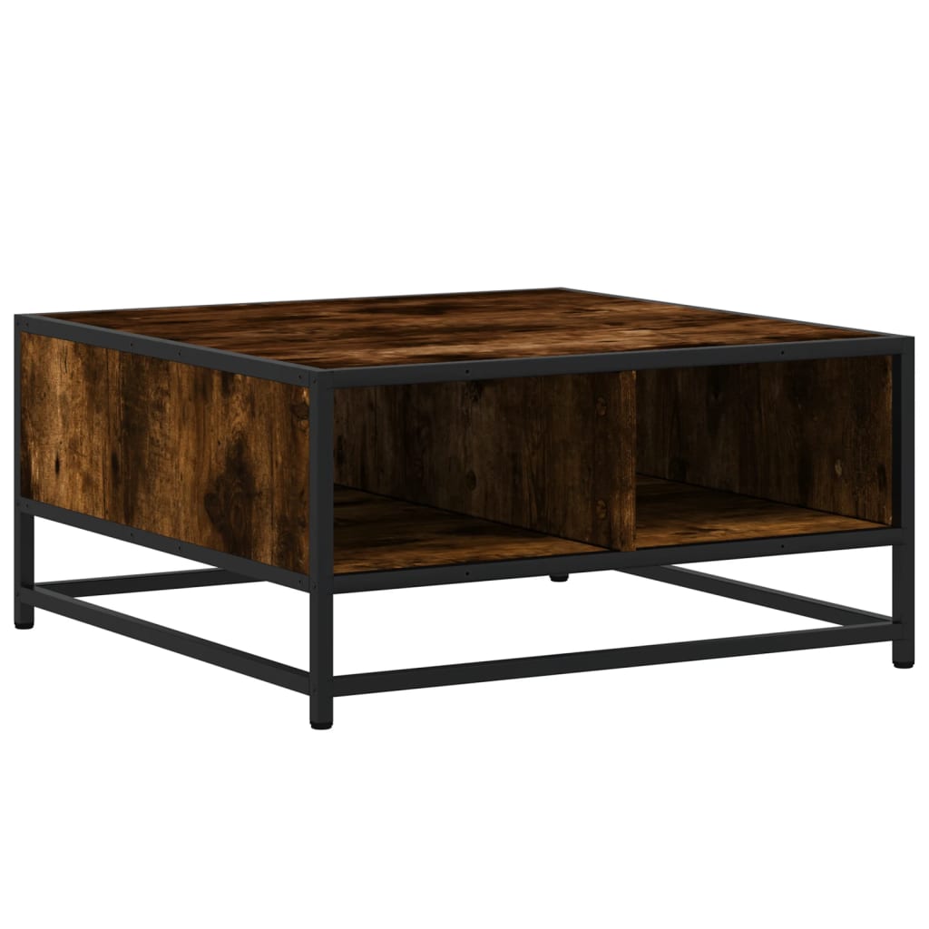 Tavolino Rovere Fumo 60,5x60,5x30 cm in Truciolato e Metallo