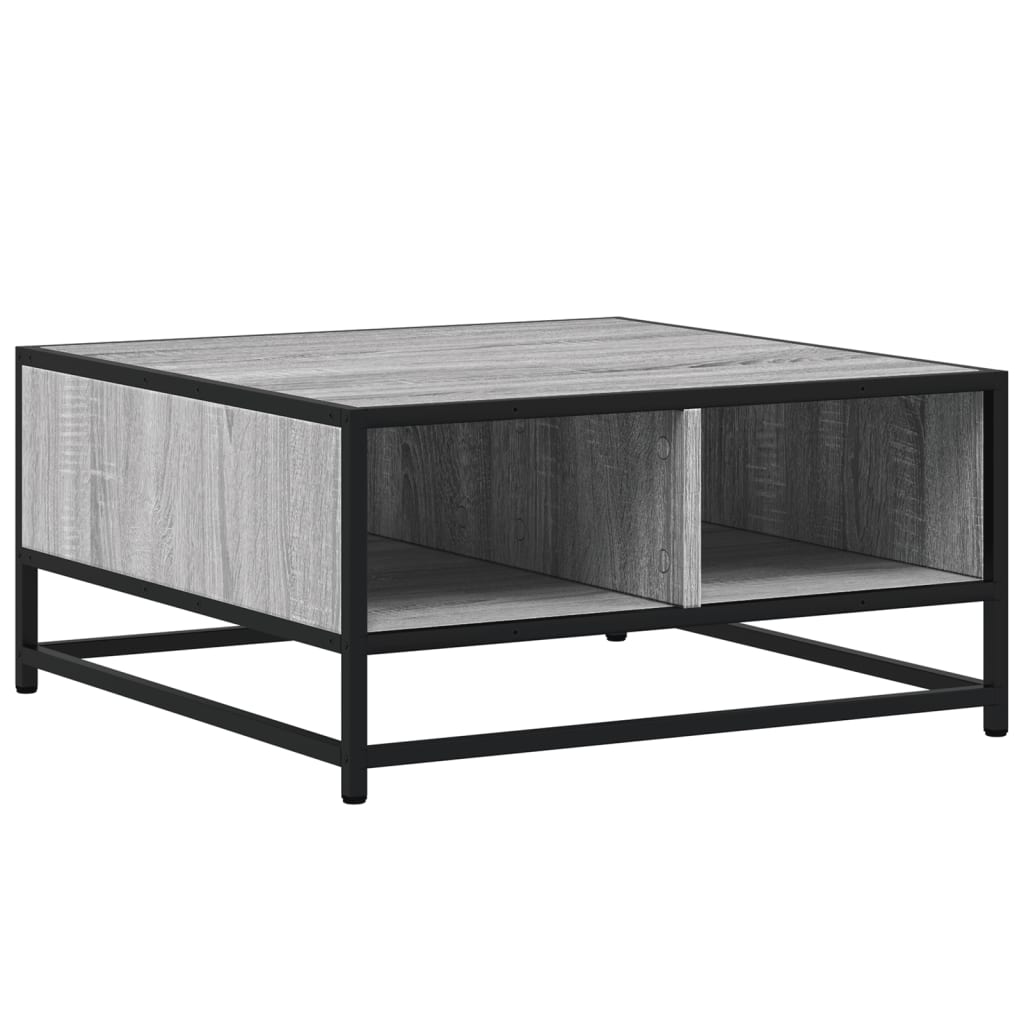 Tavolino Grigio Sonoma 60,5x60,5x30 cm in Truciolato e Metallo