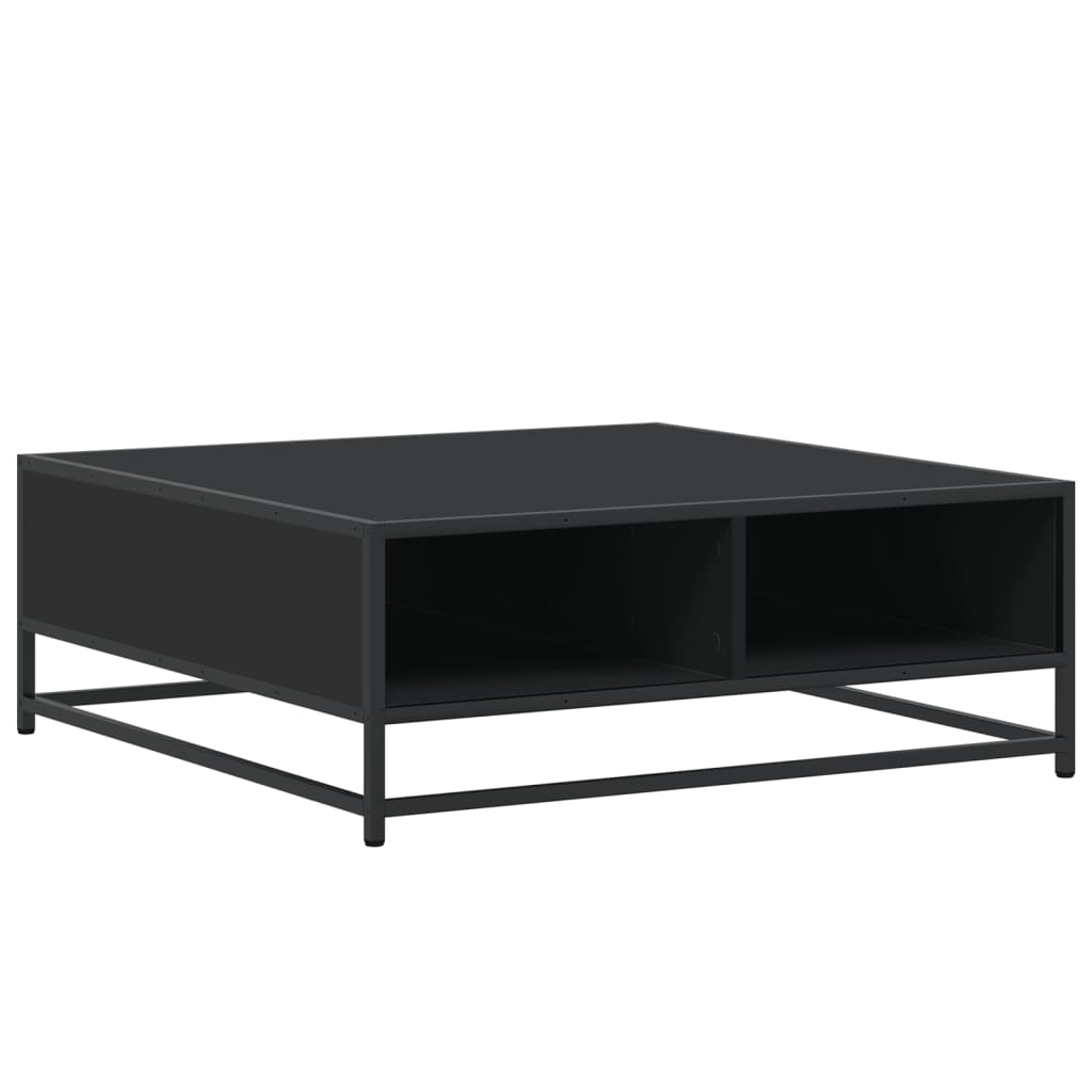 Tavolino da Salotto Nero 80x80x30 cm in Truciolato e Metallo