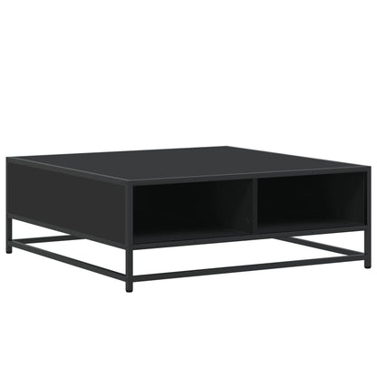 Tavolino da Salotto Nero 80x80x30 cm in Truciolato e Metallo