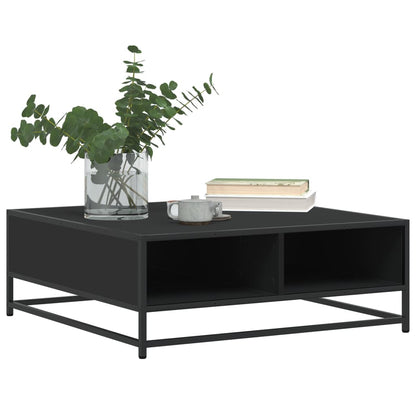Tavolino da Salotto Nero 80x80x30 cm in Truciolato e Metallo