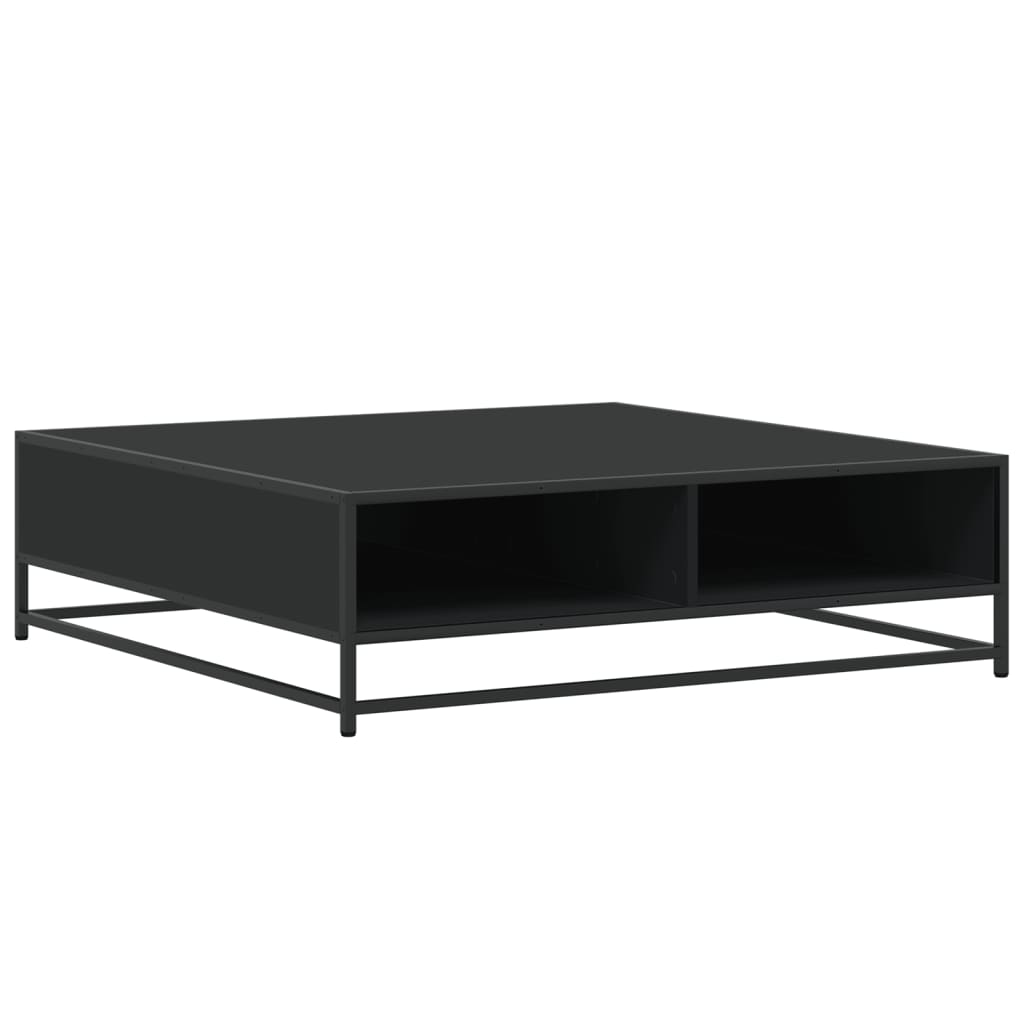 Tavolino Nero 100x100x30 cm Legno in Truciolato e Metallo